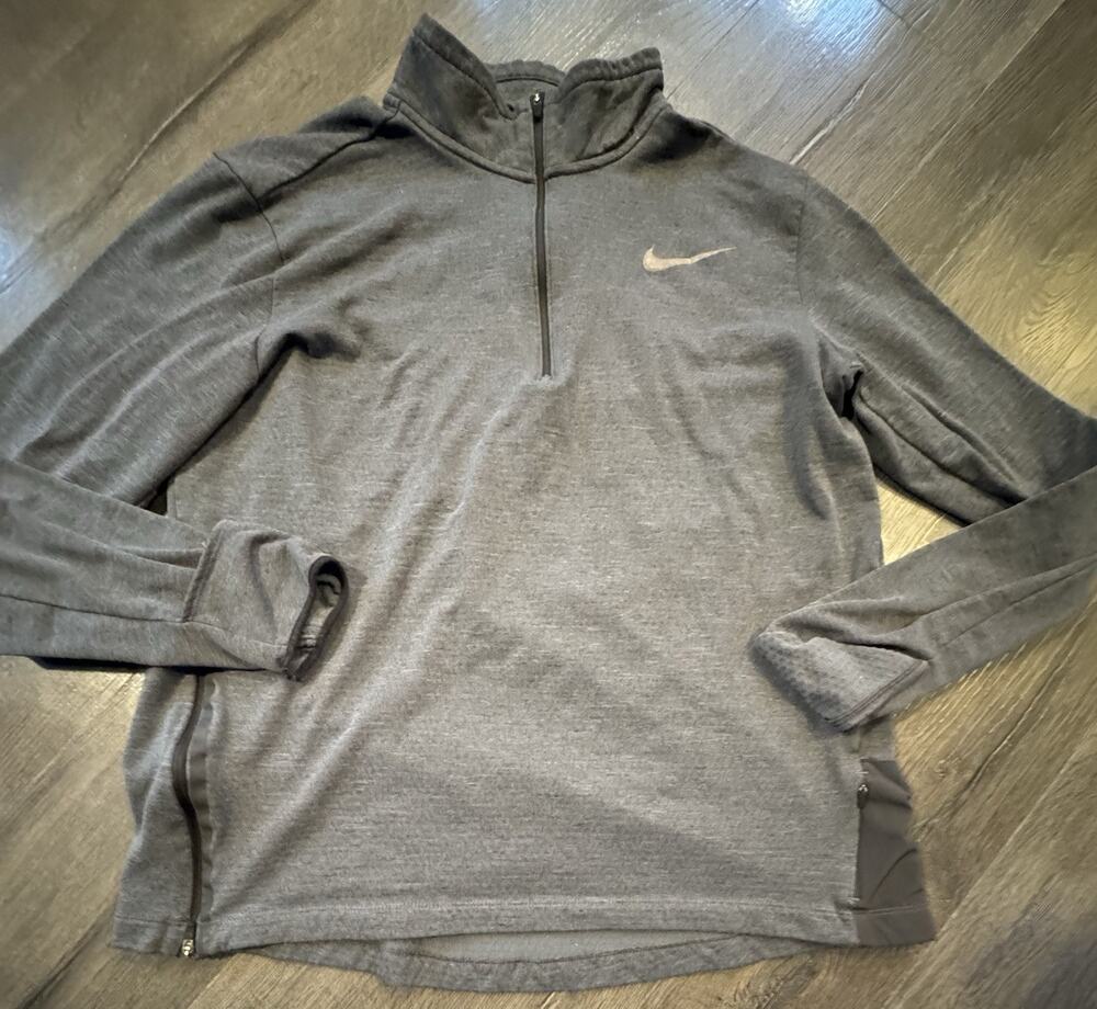 Nike Running Shirt Mens XL Grey Dri-Fit Quarter Zip Pullover 928557-011